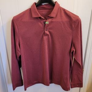 UNTUCKit Men's Long Sleeve Polo Shirt Damaschino Diamond Birdseye Large